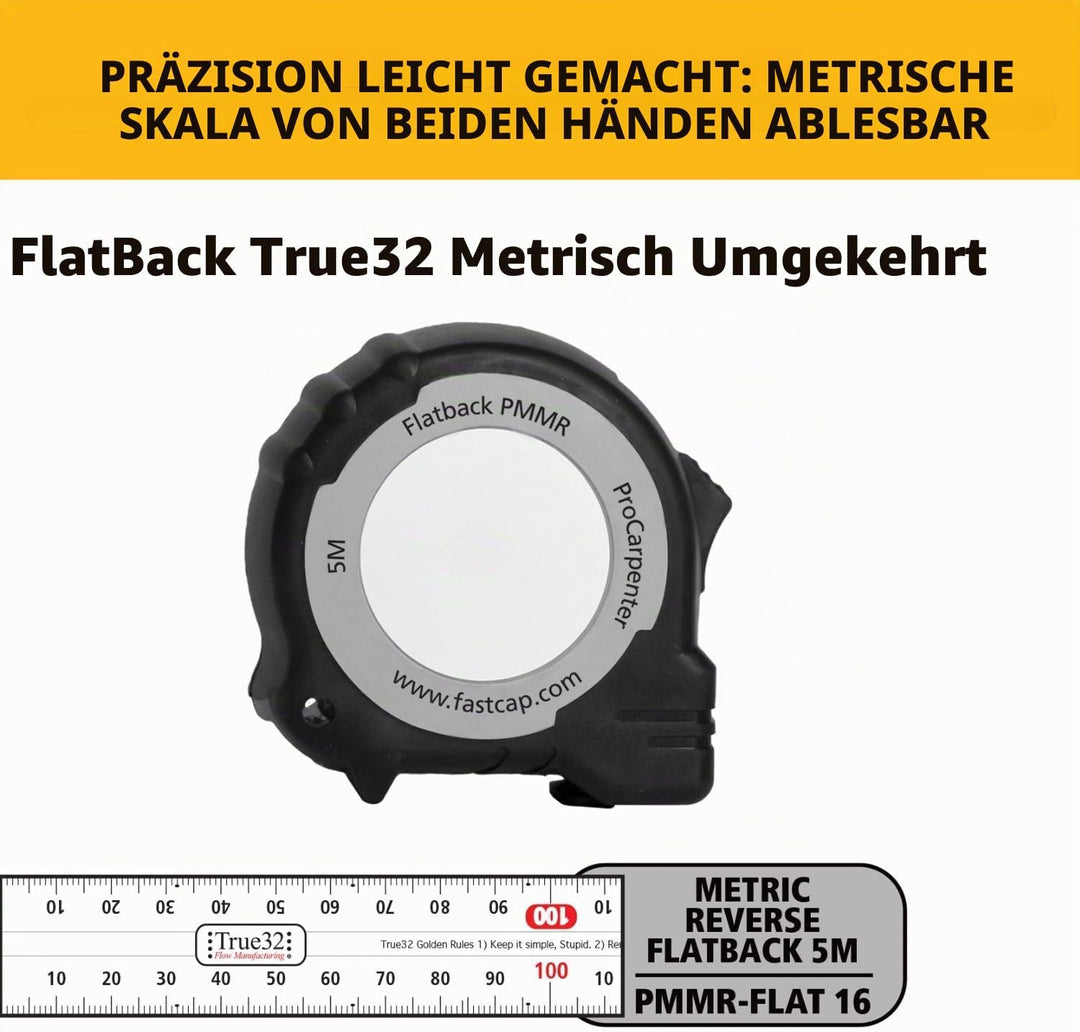 Fastcap PMMR-FLAT16 Flatback 16 PMMR ProCarpenter, Rollmassband, ca. 5 m (16 Fuss), mit metrischer S