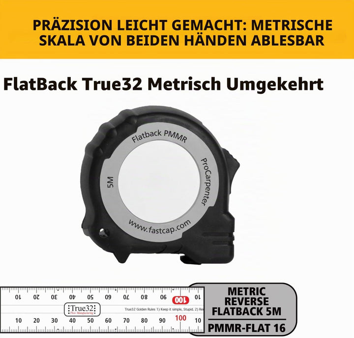 Fastcap PMMR-FLAT16 Flatback 16 PMMR ProCarpenter, Rollmassband, ca. 5 m (16 Fuss), mit metrischer S