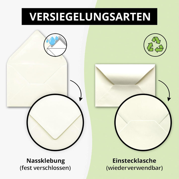 500 Brief-Umschläge - Natur-Weiss - DIN C6-114 x 162 mm - Kuverts mit Nassklebung ohne Fenster für G