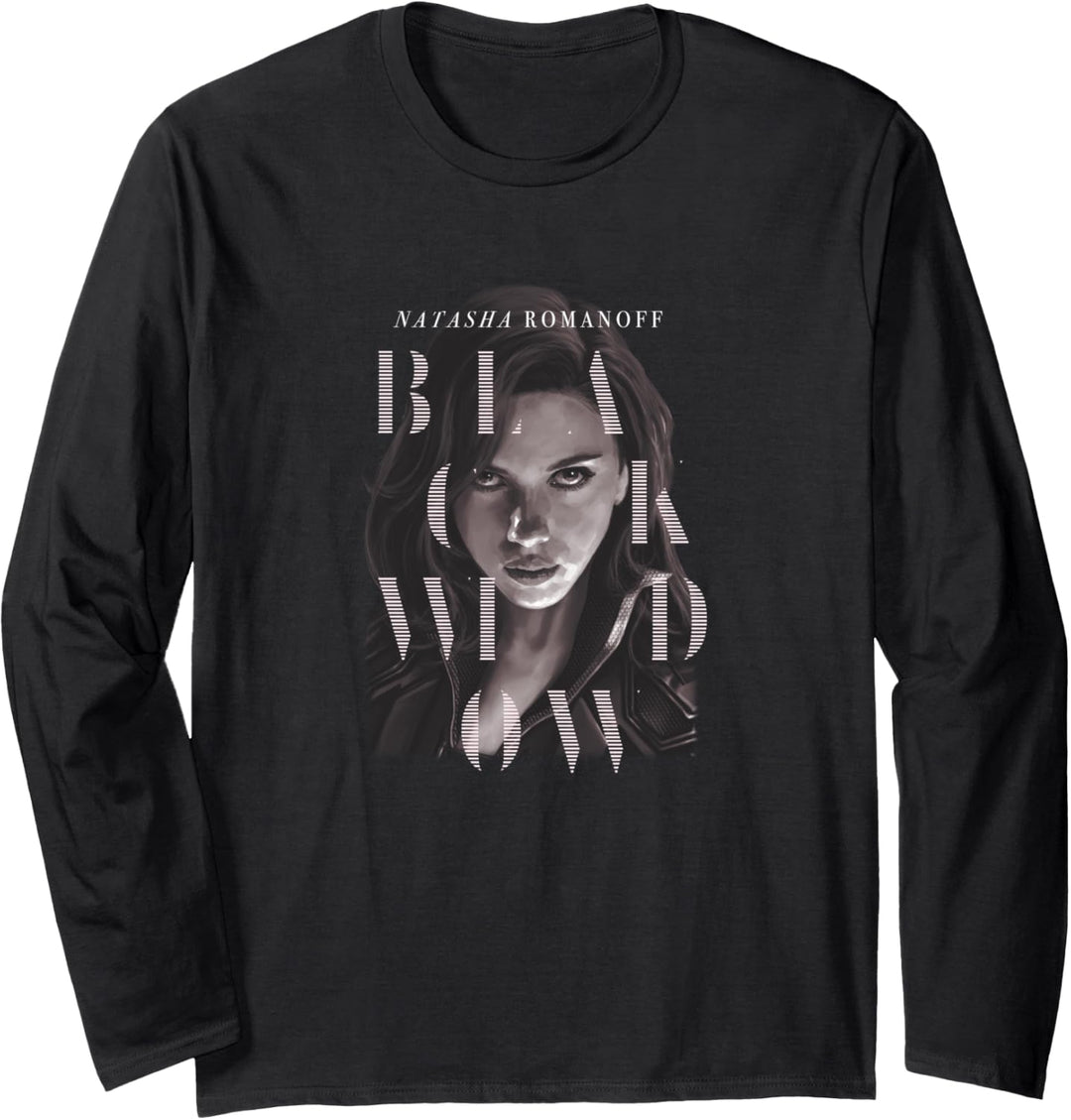 Marvel Black Widow Natasha Romanoff Letter Portrait Langarmshirt