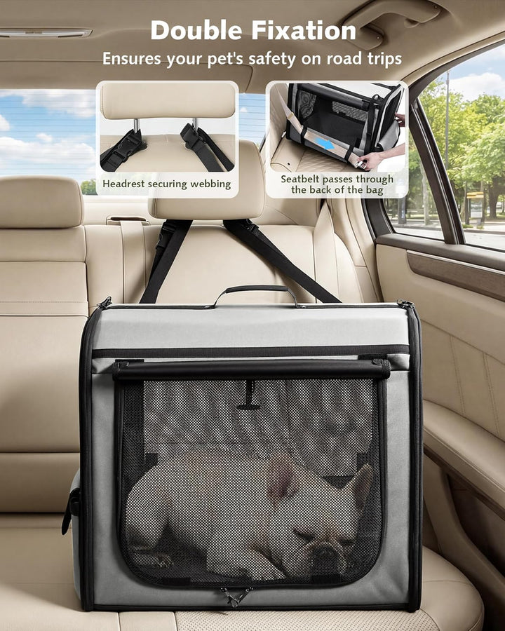 pecute Hundetransportbox Stabil Hundebox Auto Faltbar Transportbox Hund 61 x 52 x 45 cm, Leicht Katz