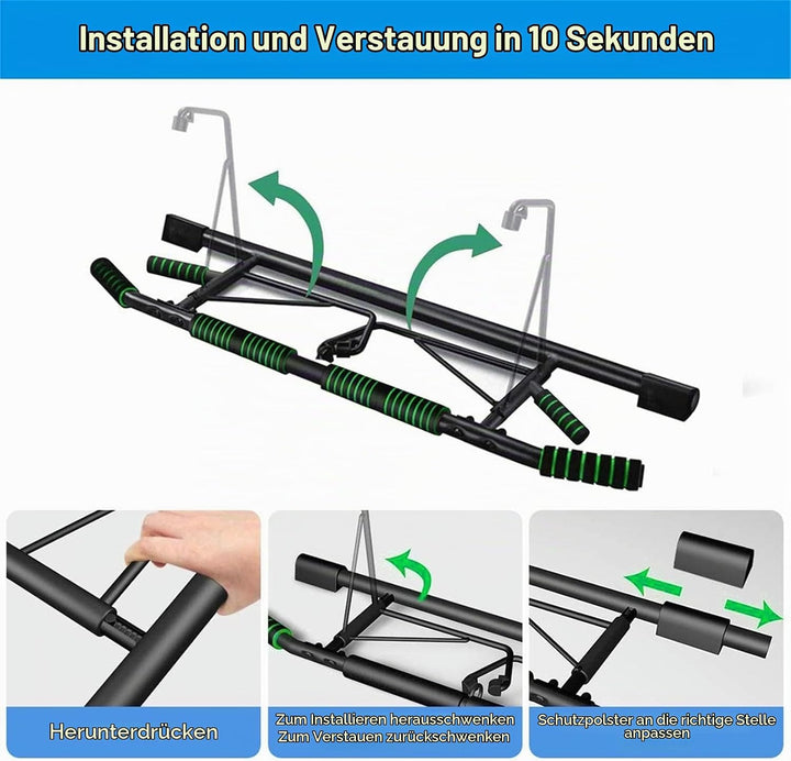 Klimmzugstange Türrahmen ohne Schrauben - Pull Up Bar [bis 200 KG]- inkl. Schlingentrainer - Türreck