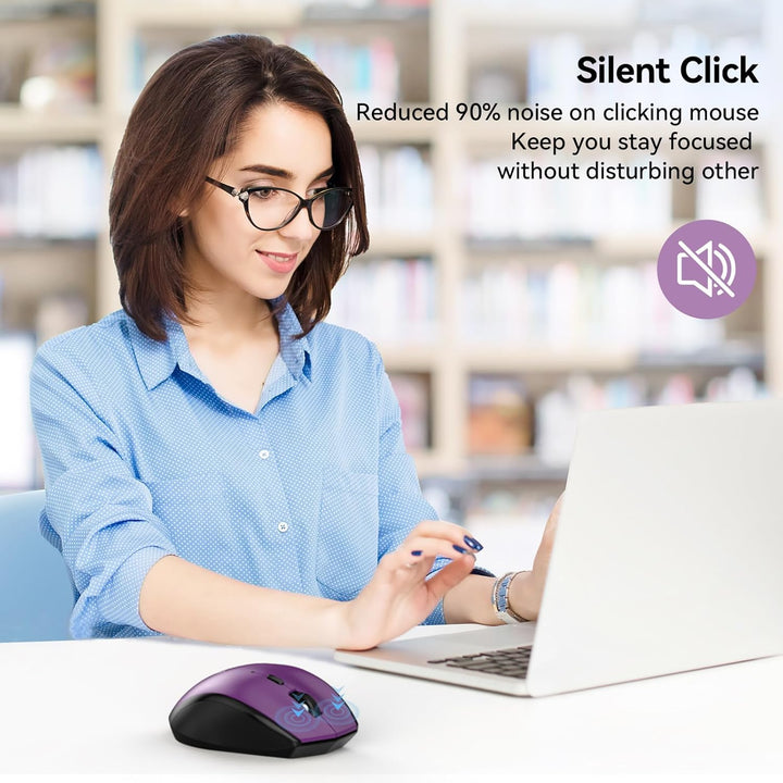 TECKNET Silent Maus Kabellose, 4800DPI 2.4GHz Leise Funkmaus mit Nano Empfänger, Side Control, Ohne