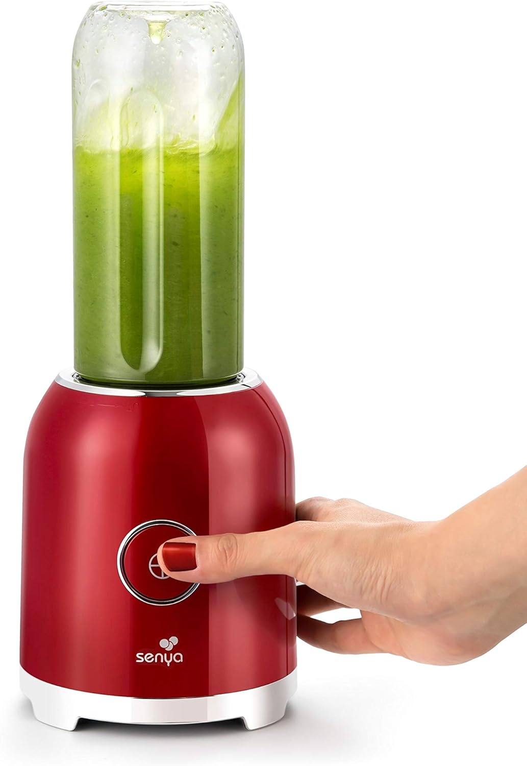 Senya Standmixer Smoothie mit 2 tragbaren Flaschen, Rot, Juicy Delight 250 W, 6 Klingen aus Edelstah