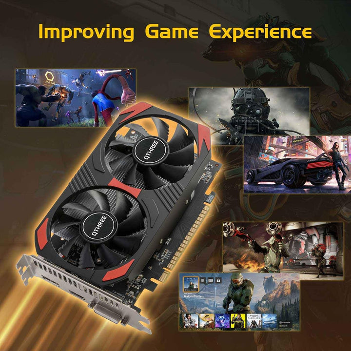QTHREE GTX 1050 Ti Grafikkarte, 4GB 128-bit GDDR5, Desktop Grafikkarten for PC Gaming, DisplayPort H
