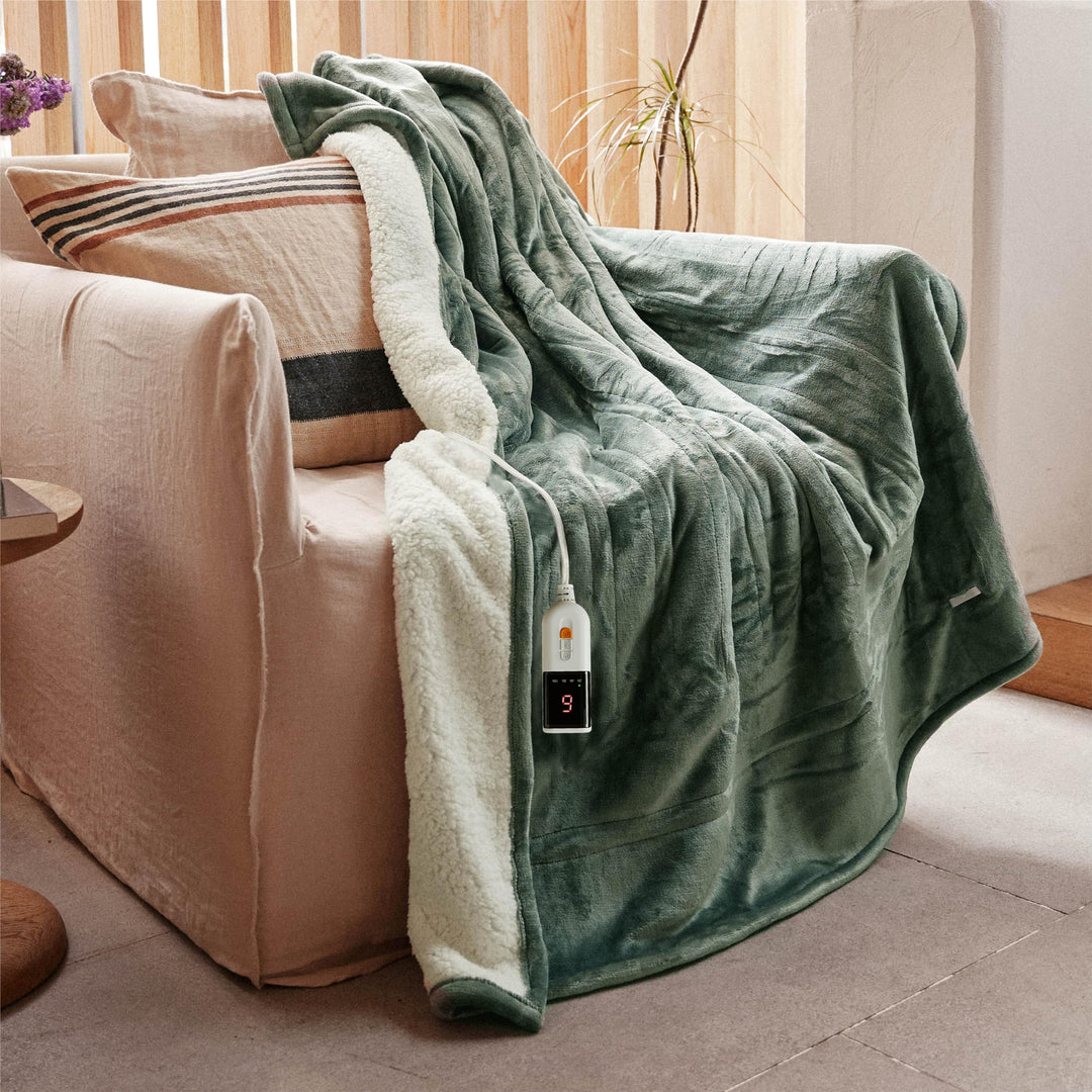 GOTCOZY Heizdecke 130x180 cm - Weicher seidiger Plüsch Wärmedecke Heizdecke 6 Heizstufen und 10 Stun
