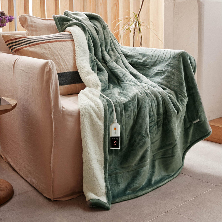 GOTCOZY Heizdecke 130x180 cm - Weicher seidiger Plüsch Wärmedecke Heizdecke 6 Heizstufen und 10 Stun
