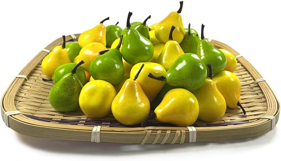 Laiiqi 30pcs Gefälschte Birne Dekoration, Mini Künstliche Gelbe Birnen Lebensechte Grüne Birnen Gefä