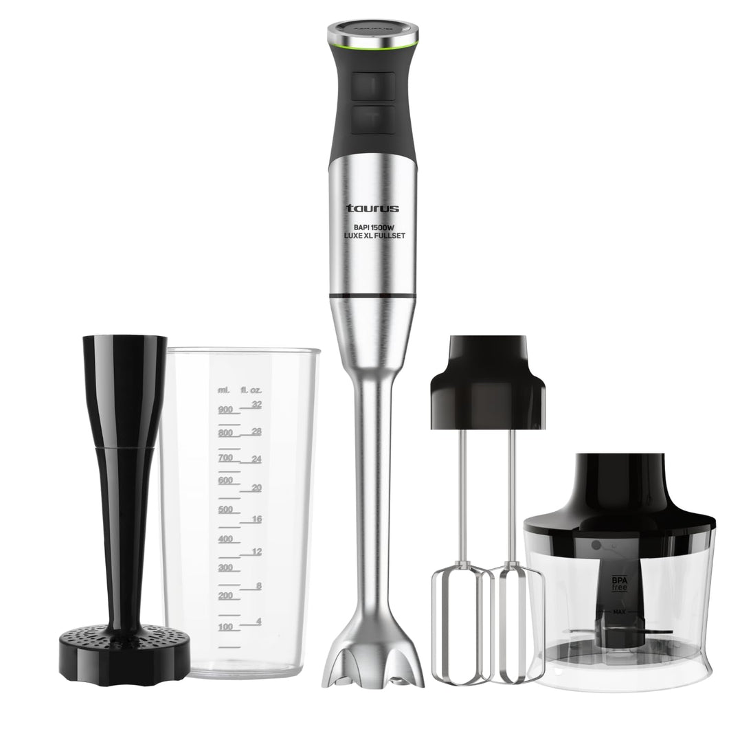 Taurus Bapi 1500 Luxe XL – Stabmixer 1500 W | XL-Edelstahlstab | 20 Geschwindigkeiten + Turbo | Dopp