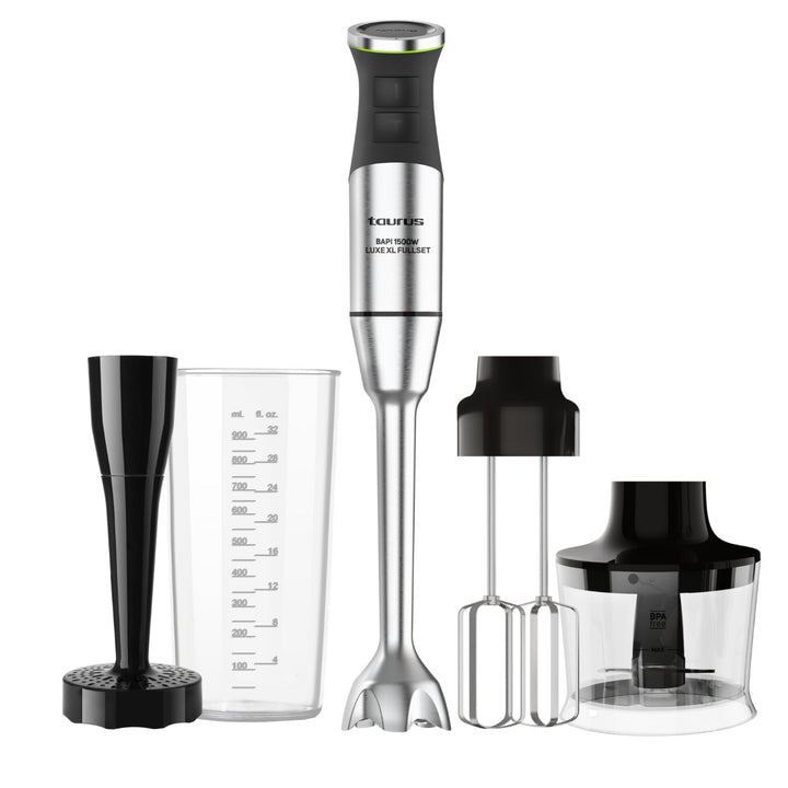 Taurus Bapi 1500 Luxe XL – Stabmixer 1500 W | XL-Edelstahlstab | 20 Geschwindigkeiten + Turbo | Dopp