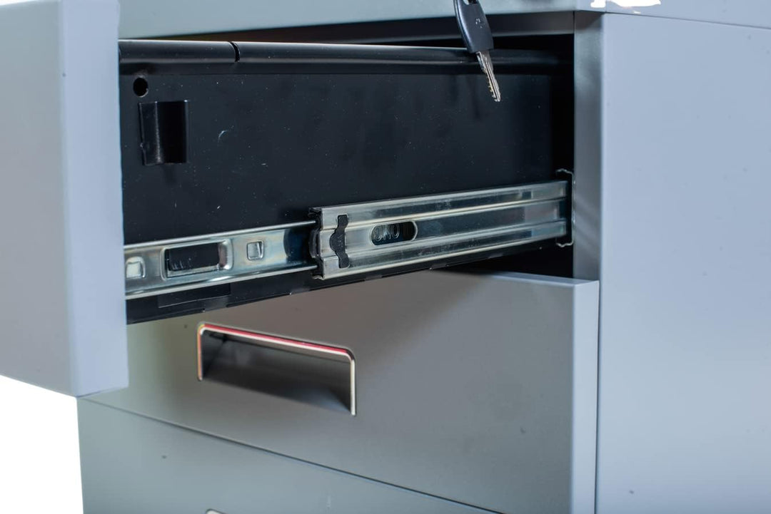 Metall Rollcontainer 3 Schubladen abschliessbar Hängeregister Aktenschrank Büromöbel Homeoffice Büro