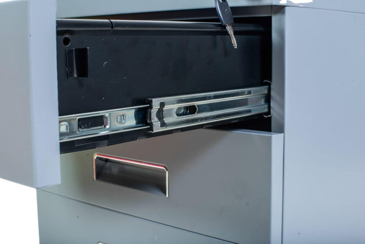 Metall Rollcontainer 3 Schubladen abschliessbar Hängeregister Aktenschrank Büromöbel Homeoffice Büro