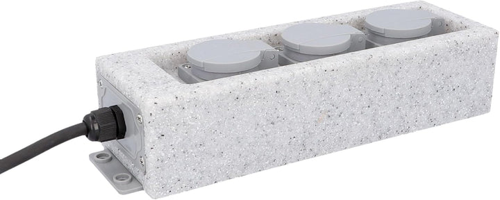 UNITEC Steckdosenverteiler für den Garten in Steinoptik, Gartensteckdose, Aussensteckdose, IP 44, 3