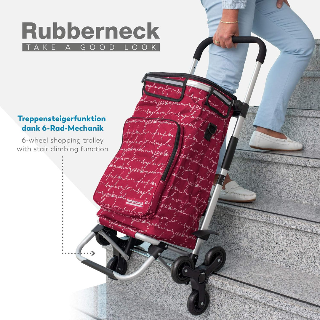 Rubberneck Einkaufstrolley - Klappbarer Einkaufswagen - Kühlfach - Höhenverstellbarer Griff - Rot, R