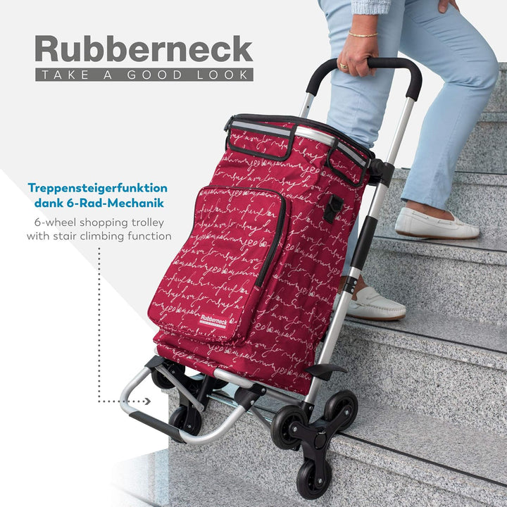 Rubberneck Einkaufstrolley - Klappbarer Einkaufswagen - Kühlfach - Höhenverstellbarer Griff - Rot, R