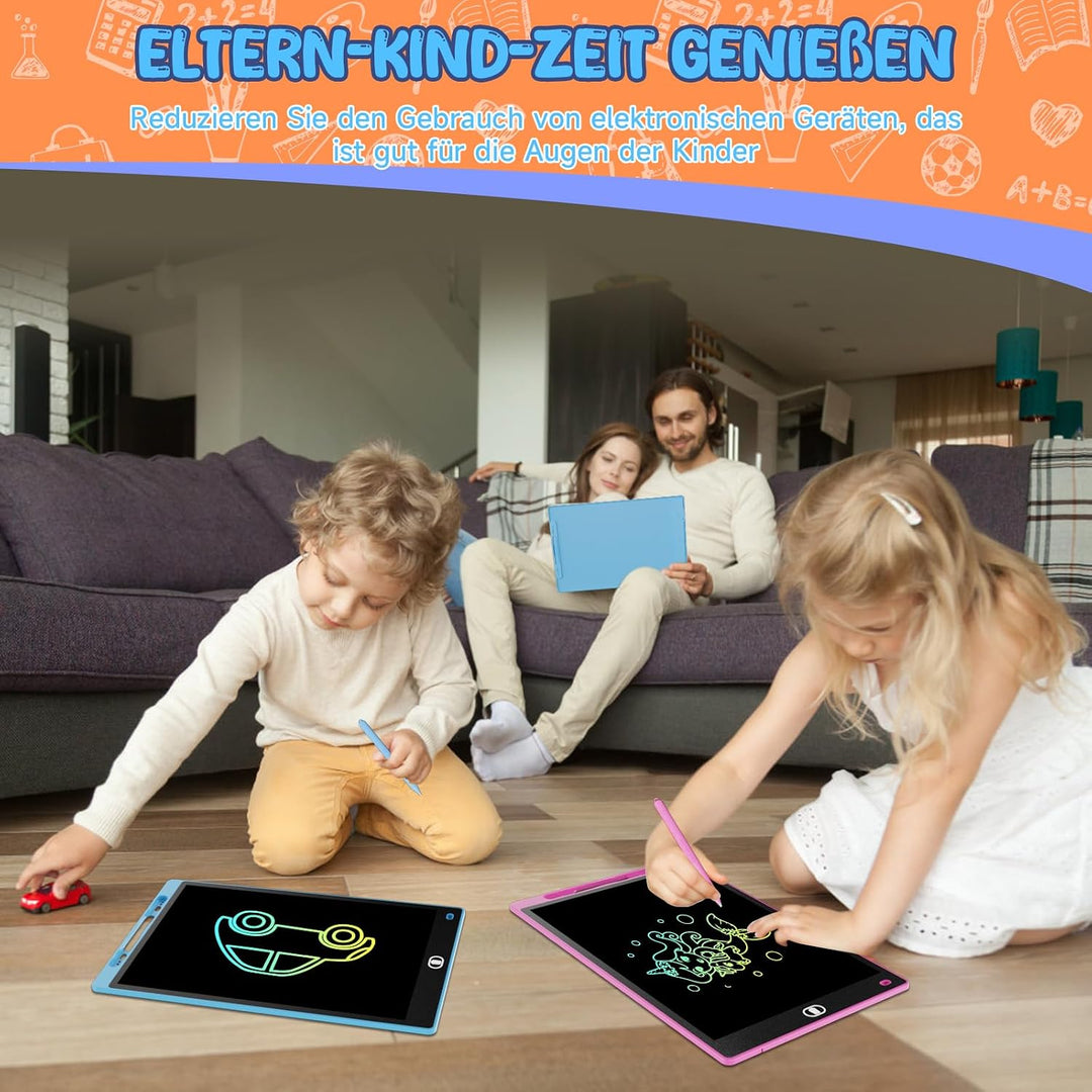 LCD Schreibtafel 3 Stück, 12 Zoll Maltafel mit Abschliessbar Löschen-Taste, Schreibtafel mit Stift,