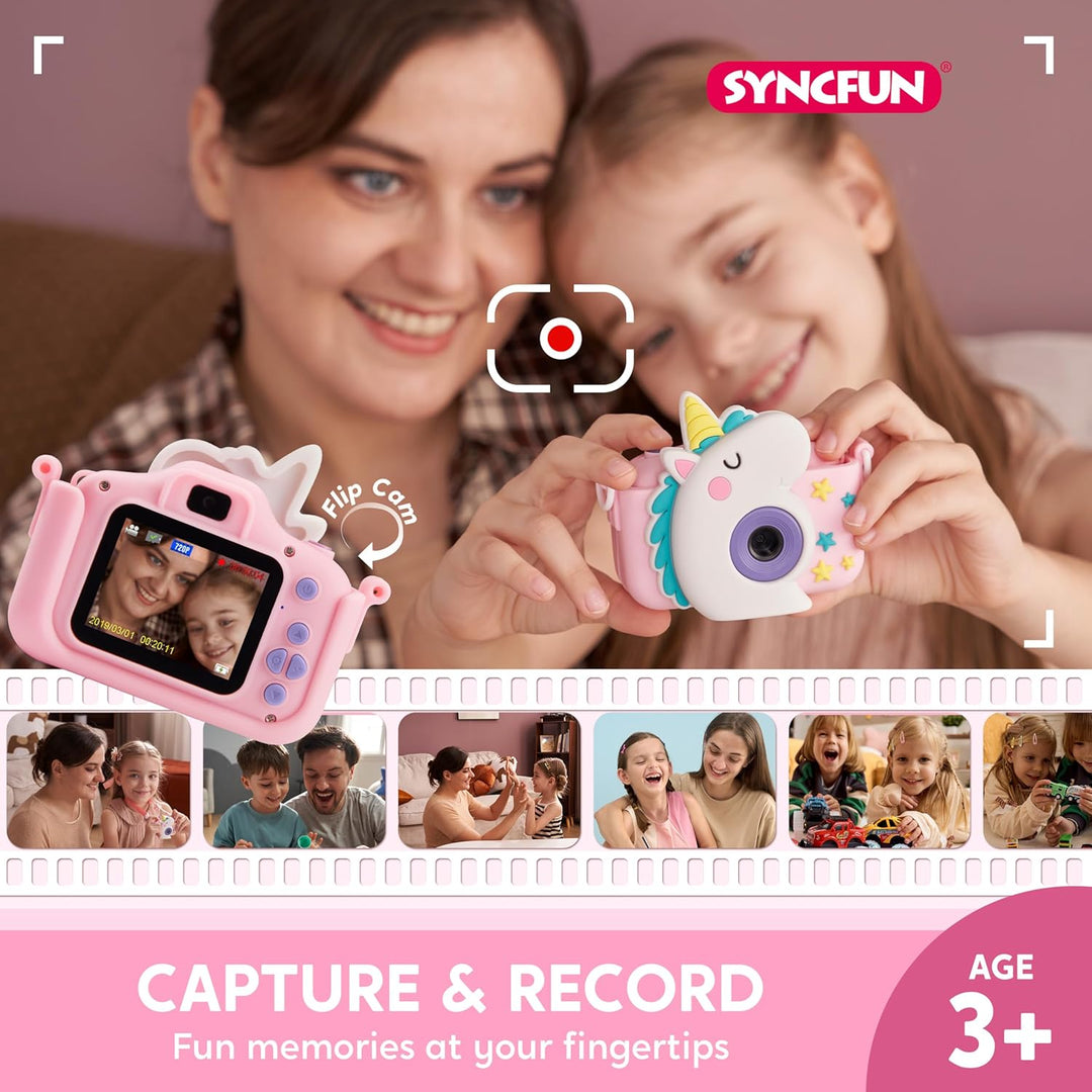 SYNCFUN Kinderkamera,Digitalkamera Kinder Spielzeug 1080P HD Kinder Kamera mit 32GB Karte Fotoappara