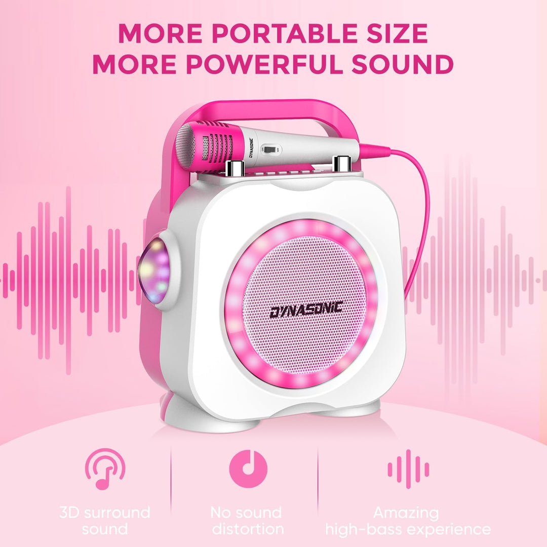 DYNASONIC Karaoke mit Mikrofon, Original Geschenke für Kinder Mädchen, Sprecher, Spielzeug Mädchen (