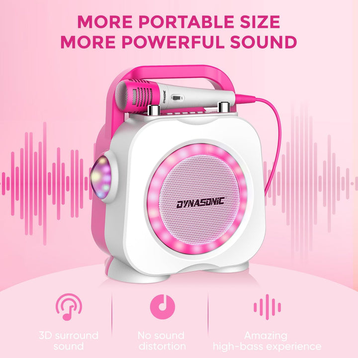 DYNASONIC Karaoke mit Mikrofon, Original Geschenke für Kinder Mädchen, Sprecher, Spielzeug Mädchen (