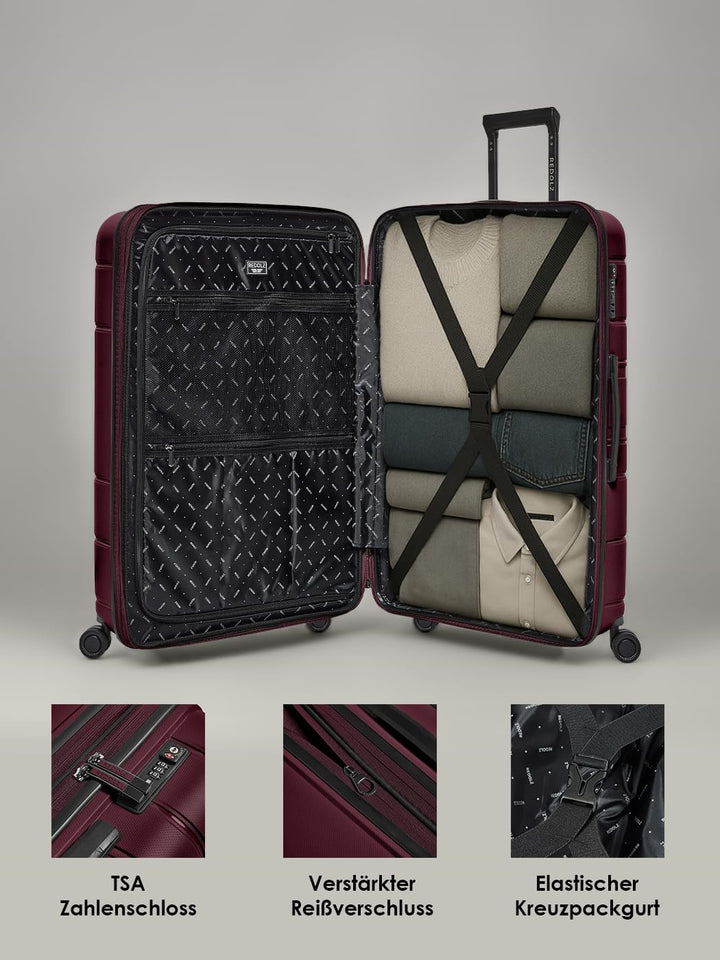 REDOLZ Hartschalen Check-in Koffer | Grosser XL Trolley 51 x 32 x 76 cm mit Dehnfalte aus hochwertig