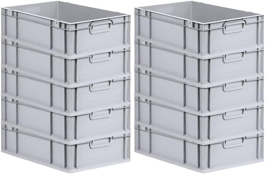 PROREGAL SuperSparSet 10x Eurobox NextGen Grip | HxBxT 17x40x60cm | Griffe geschlossen | Glatter Bod