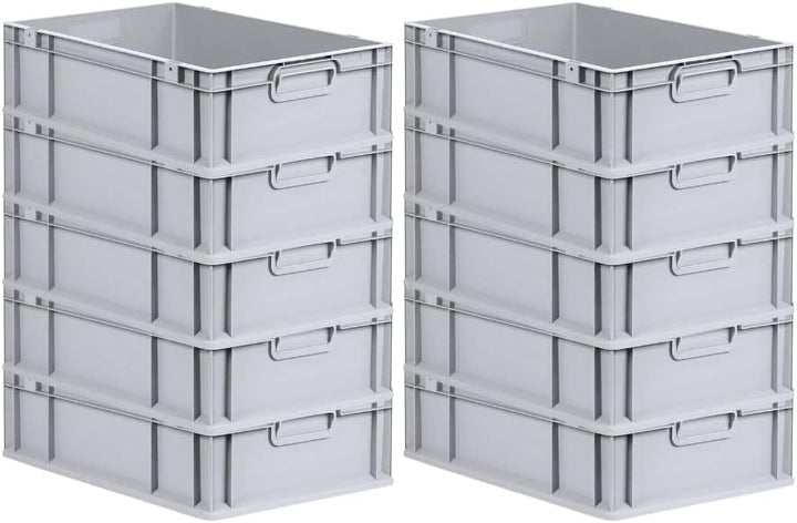PROREGAL SuperSparSet 10x Eurobox NextGen Grip | HxBxT 17x40x60cm | Griffe geschlossen | Glatter Bod