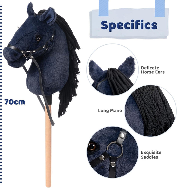 BEJOY Steckenpferd Spielzeug Pferd, Hobby Horse Holzpferd Plüschpferd zum Reiten für Kinder mit Half
