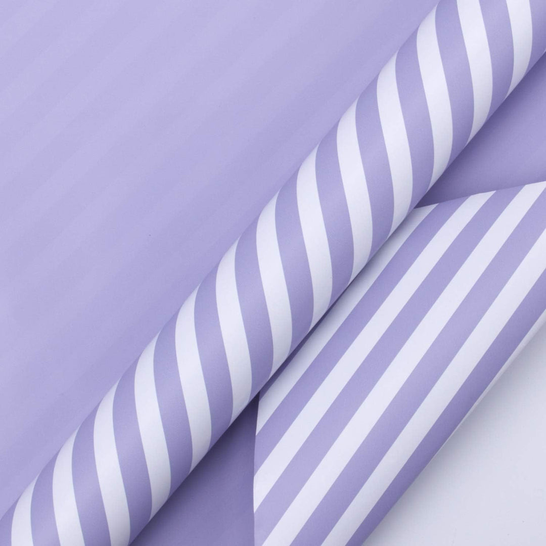 WRAPAHOLIC 76,2 cm wendbares lila Geschenkpapier – Jumbo-Rolle lila und gestreiftes Design für Gebur