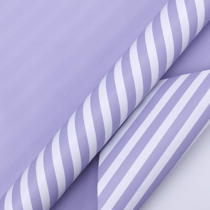 WRAPAHOLIC 76,2 cm wendbares lila Geschenkpapier – Jumbo-Rolle lila und gestreiftes Design für Gebur