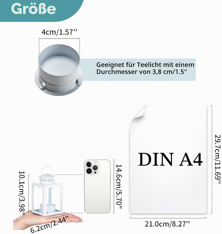 NUPTIO Laternen Dekorativ, 4 Stück Kerzenlaternen Indoor Teelicht Kerzenhalter, Weiss Hängende Garte