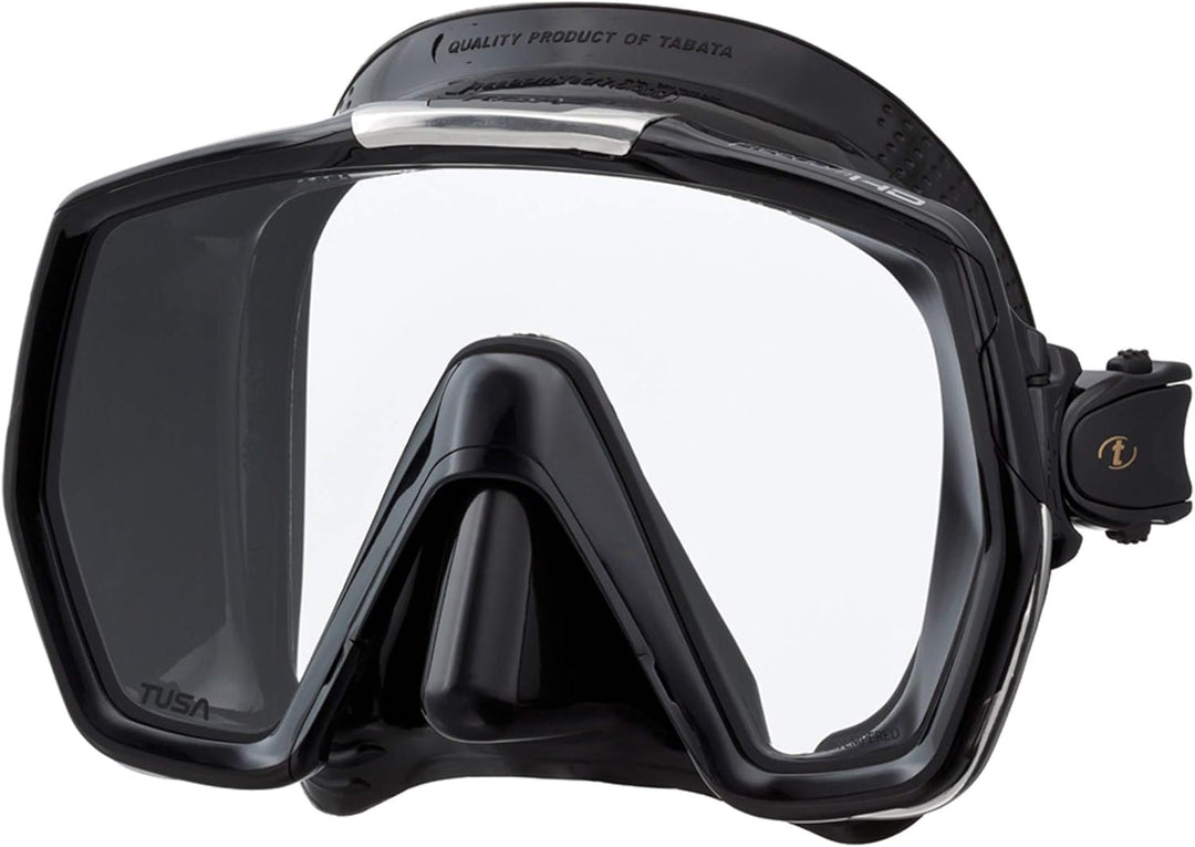 Taucherbrille Tusa Freedom HD - einglas tauchmaske schnorchelmaske erwachsene profi (M-1001) Schwarz