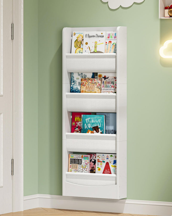 CHOEZON Kompaktes Bücherregal Kinder, 4-stufiges Regal, Montessori Kinderregal, Wandregal, Stoff-Org