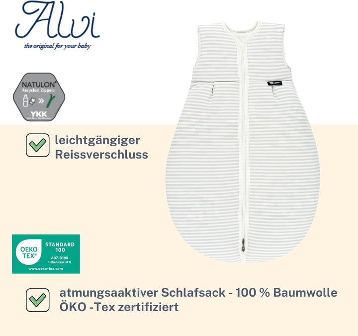 Alvi Schlafsack Baby Mäxchen light I leichter Babyschlafsack ärmellos I Sommerschlafsack Jungen und