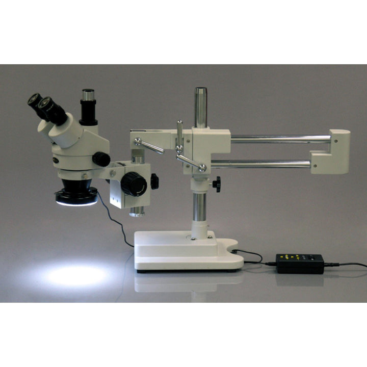 AmScope SM-4TY-144A Trinokulares Stereomikroskop mit 4-Zonen-144-LED-Ringlicht, 7X-90X, Weiss