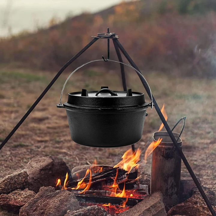 Dutch Oven Kochtopf - Gusseisen Topf Ø29 - Gusseisen Topf mit Deckel 9 Liter Grillpfanne - Bratpfann