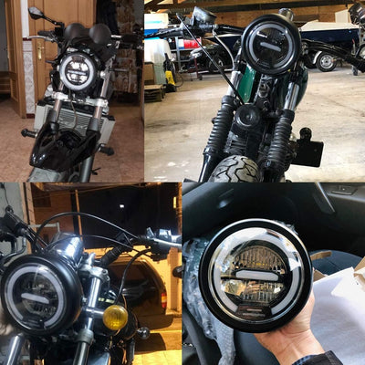 Motorrad LED Frontscheinwerfer, 6,5 Zoll Universal Scheinwerfer Distanz Licht mit Halterung zur Über