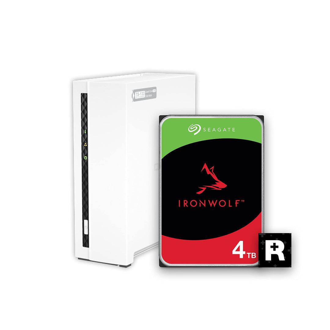 QNAP 1 Bay Home NAS mit 4 TB Speicherkapazität, vorkonfiguriertes Seagate IronWolf Drive Bundle mit