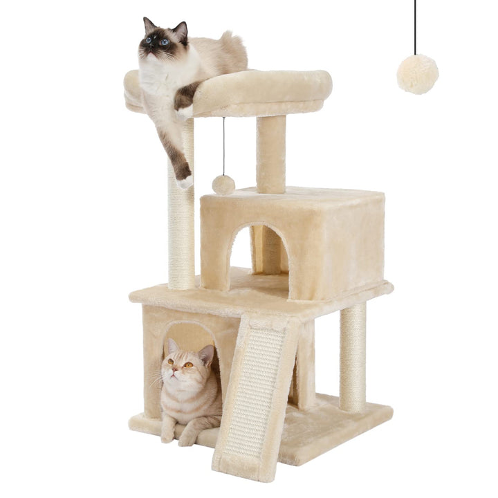 PETEPELA Katzenbaum Kratzbaum Kratzbäume Katzenmöbel mit Sisal-Seil Plüsch Liege höhlen Spielhaus Sp