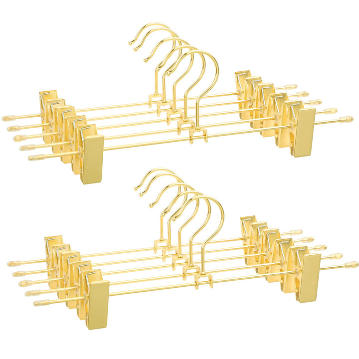 SONGMICS Hosenbügel aus Metall, 10 Stück, Kleiderbügel, 31 cm, mit 2 rutschfesten Clips, für Röcke,