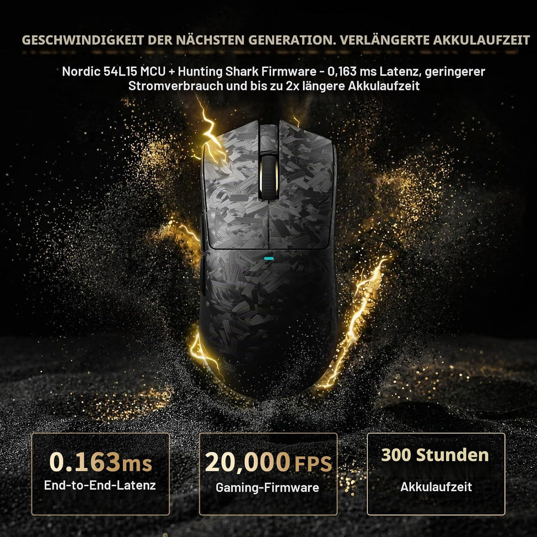 ATTACK SHARK X11 Ultra Kabellose Gaming-Maus mit C06 Ultra LED-Kabel, Carbonfaser-Verbundgehäuse, 54