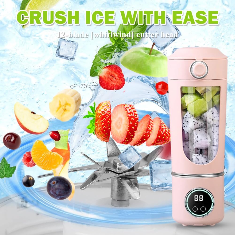 Tragbarer Mixer, Mini Standmixer Blender, 700ml Tragbarer Mixer Smoothie Maker, With 12 Stainless St