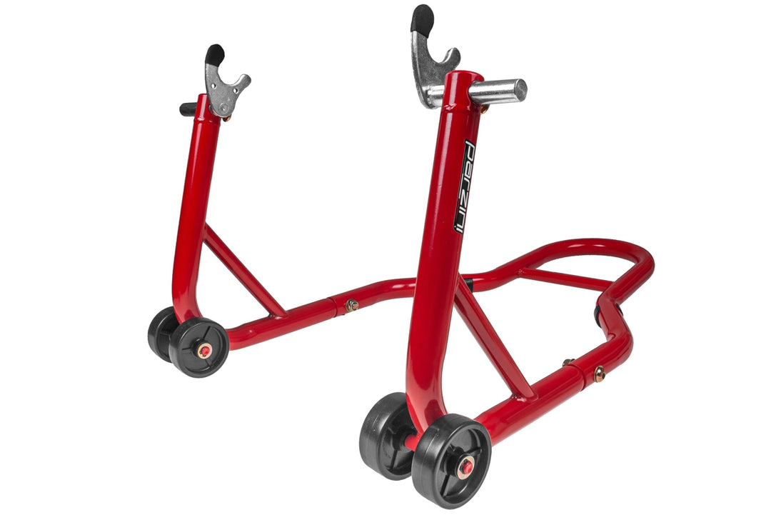 Motorradständer/Montageständer Parzini Strada hinten/Hinterrad, V-förmiger Adapter, rot, gummiert Un