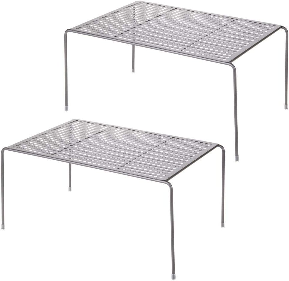 mDesign 2er-Set Geschirrablage für die Küche – freistehendes Tellerregal aus Metall – grosses Küchen