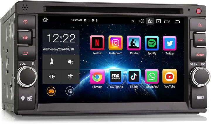 ERISIN Doppel Din 2 Din Android 14 Universal GPS Navi DVD Autoradio 6.2 Zoll Touchscreen Unterstützt