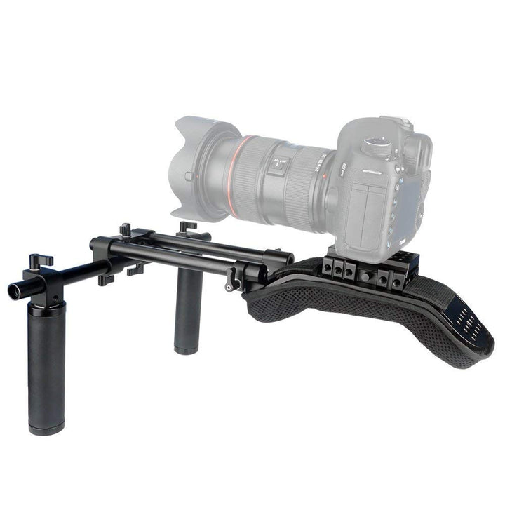 NICEYRIG 15mm Schulterpolster Rig Trägersystem mit QR Grundplatte Montage Lederhandgriffen für DSLR