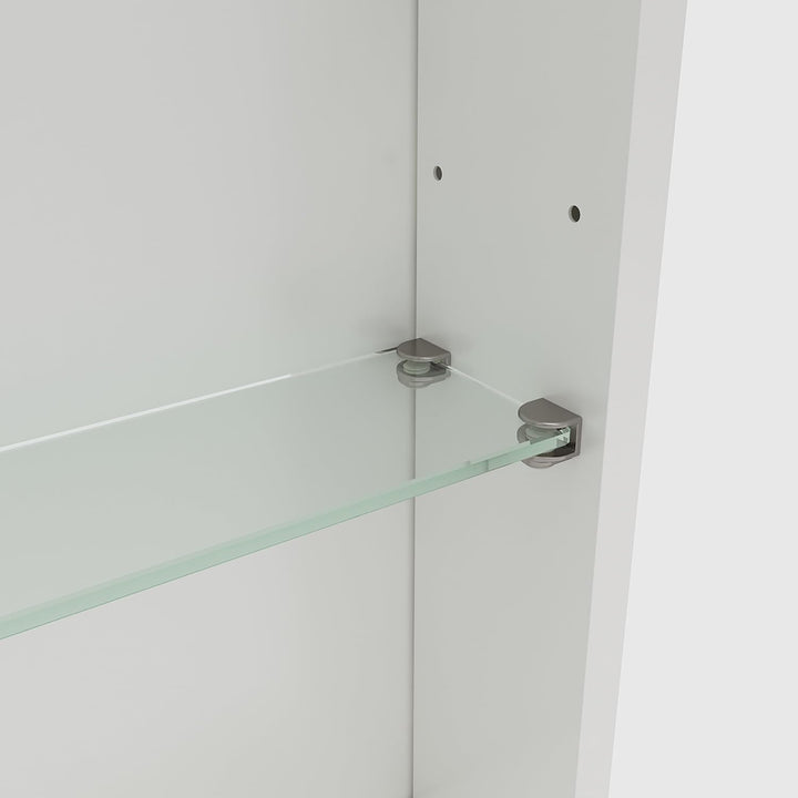 AQUABATOS Spiegelschrank Bad 50 x 70 cm ohne Beleuchtung Aluminium Rahmen Weiss matt Eintürig doppel