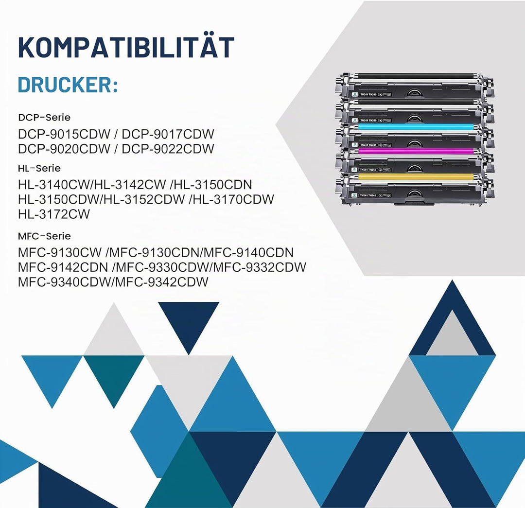 5er-Pack TN241 TN245 Kompatibel für Brother MFC 9332CDW DCP 9022CDW 9142 CDN HL-3142CW MFC-9332CDW D