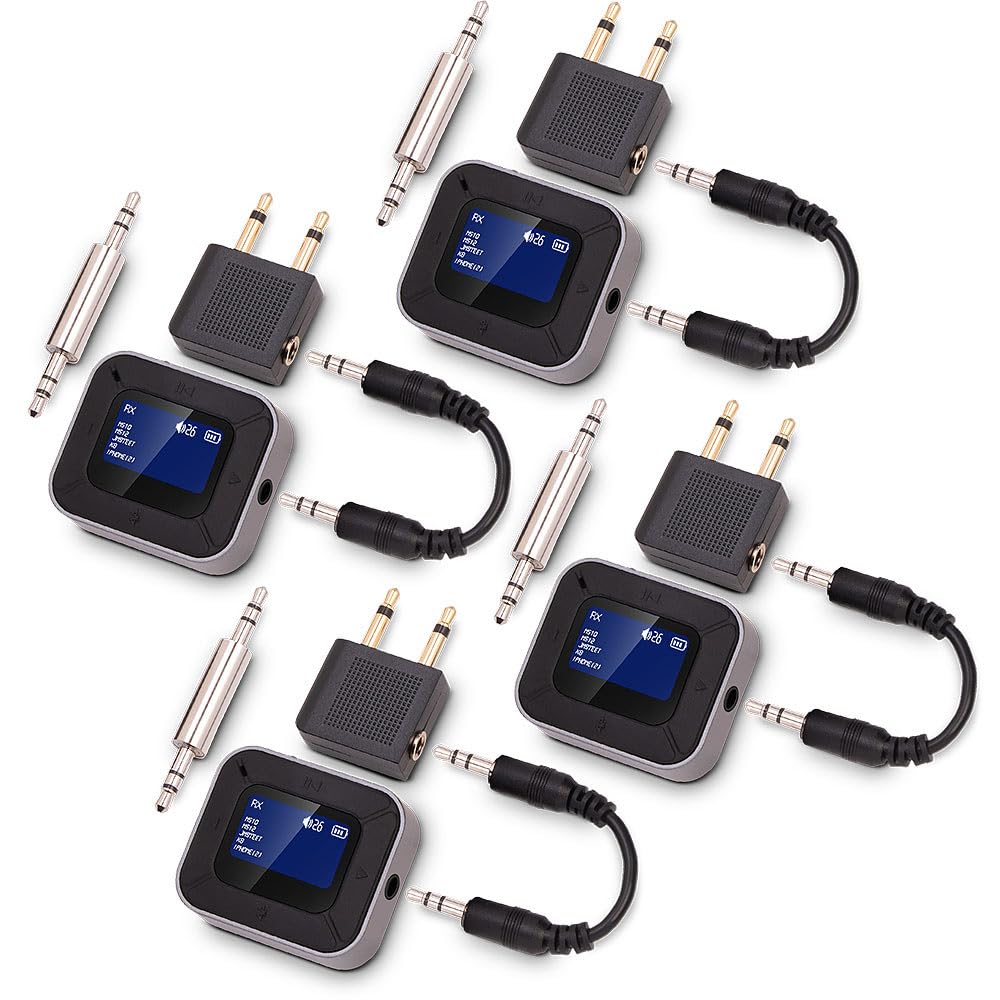 auvisio 4er-Set 2in1-Audio-Transmitter- & Receiver mit Bluetooth 5.3, Display