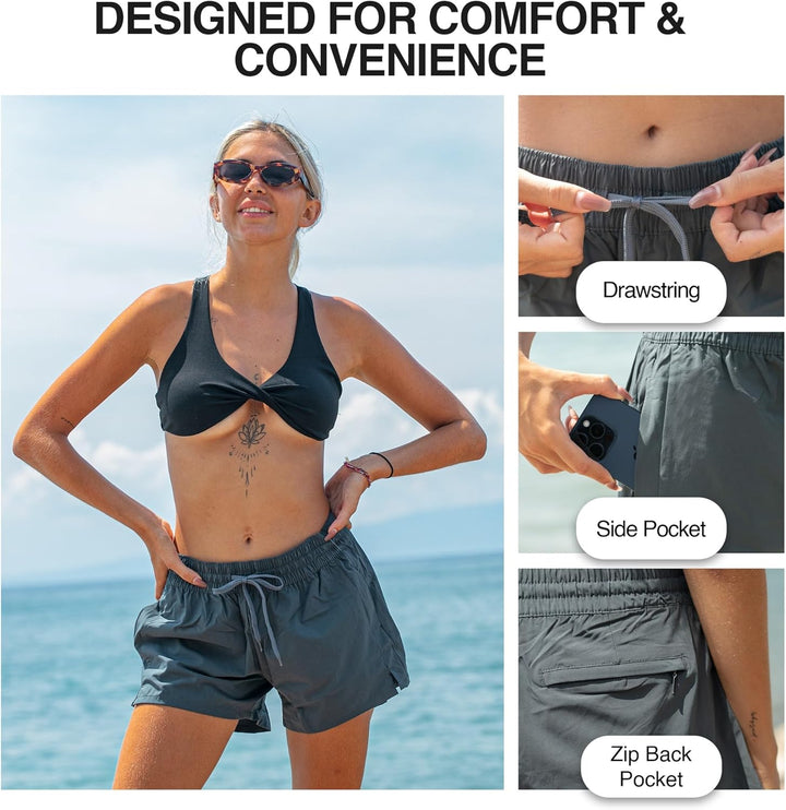 Kanu Surf Damen Boardshorts 2 Darren Dunkelgrau Einfarbig, 2 Darren Dunkelgrau Einfarbig