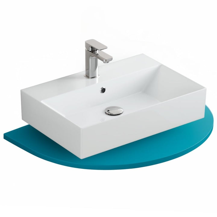 Aqua Bagno | Eckiges Design Handwaschbecken, hochwertige Keramik, modern & stilvoll durch dünnen Ran